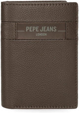 Pepe Jeans Checkbox Nero Marrone Blu Grigio Portafogli e portamonete in pelle di vacchetta Naty Shop Portafoglio da uomo Portafoglio verticale marrone