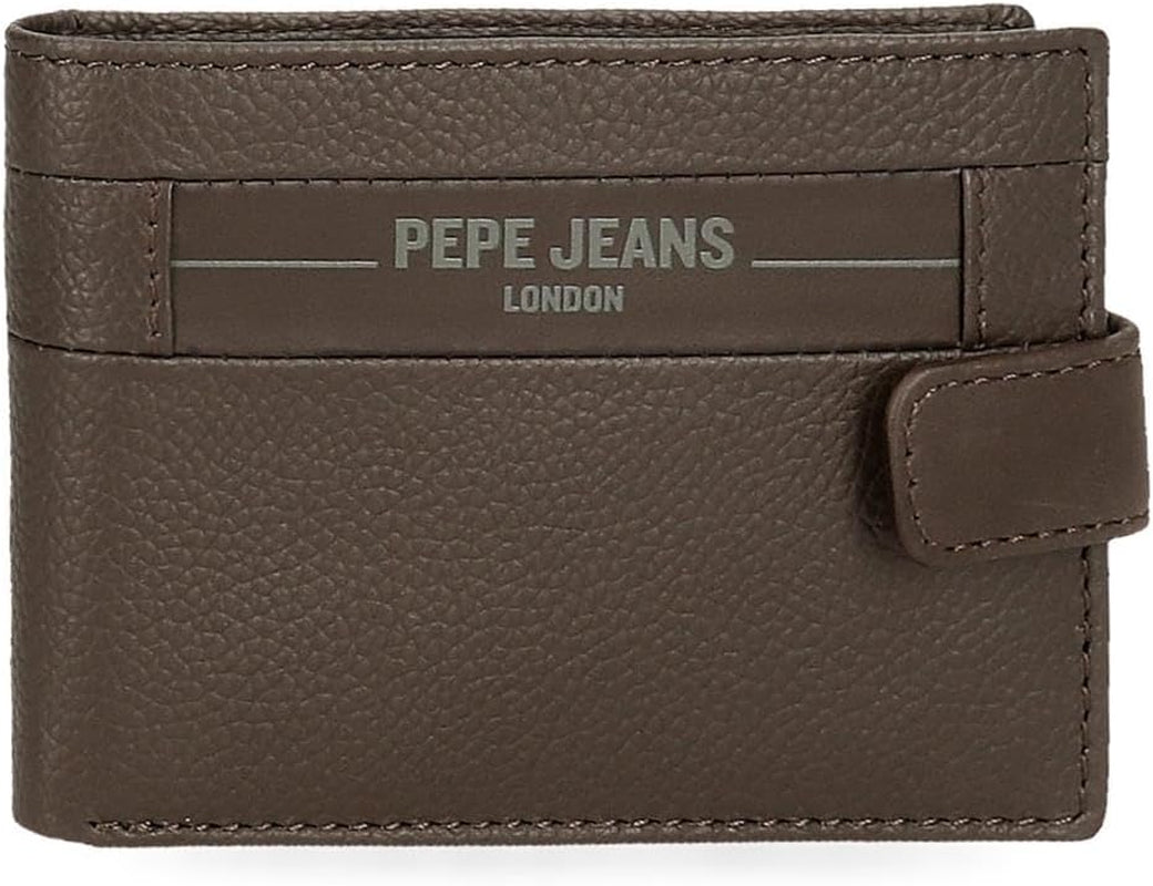 Pepe Jeans Checkbox Portafogli e portamonete in pelle di vacchetta Portafoglio da uomo nero marrone blu grigio Naty Shop Portafoglio orizzontale marrone