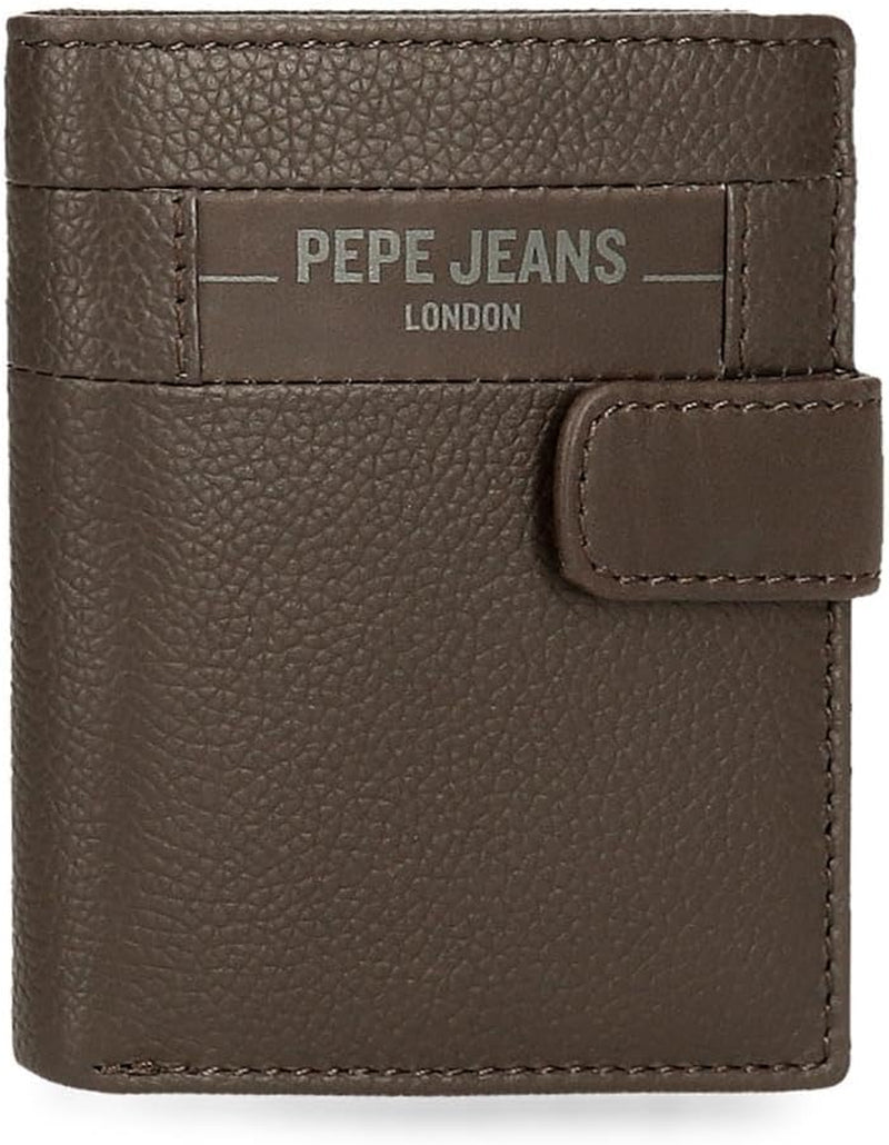 Pepe Jeans Checkbox Portafogli e portamonete in pelle di vacchetta Nero Marrone Blu Grigio Portafoglio da uomo Naty Shop Portafoglio con clic marrone