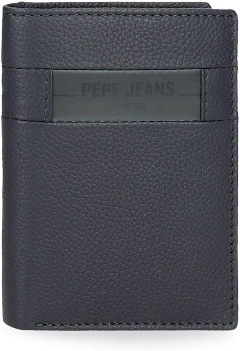 Pepe Jeans Checkbox Portafogli e portamonete in pelle di vacchetta Nero Marrone Blu Grigio Portafoglio da uomo Naty Shop Portafoglio verticale blu