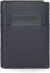 Pepe Jeans Checkbox Portafogli e portamonete in pelle di vacchetta Nero Marrone Blu Grigio Portafoglio da uomo Naty Shop Portafoglio verticale blu