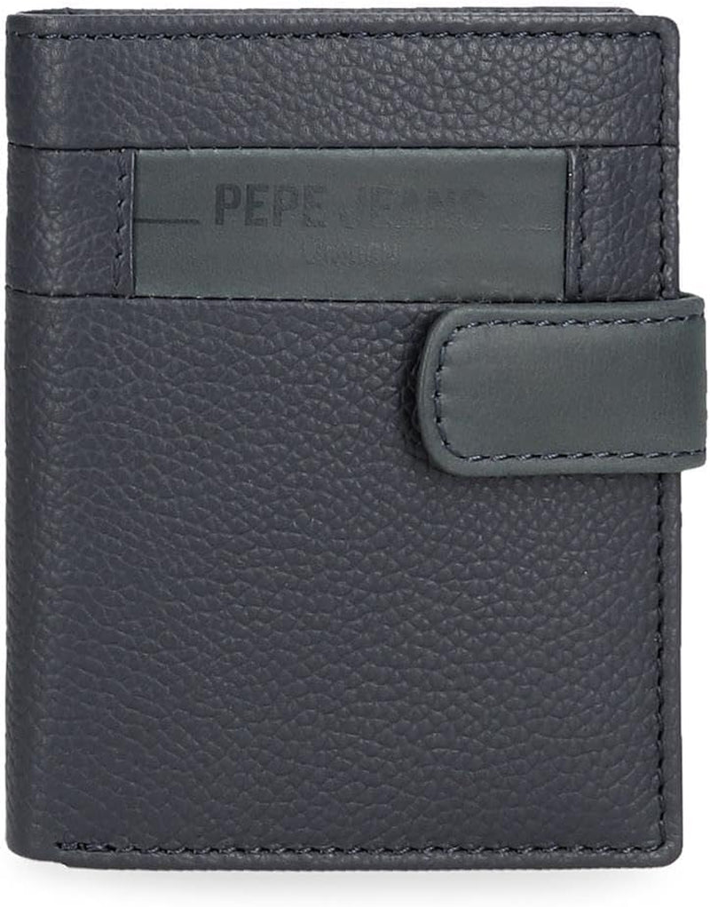 Pepe Jeans Checkbox Portafogli e portamonete in pelle di vacchetta Nero Marrone Blu Grigio Portafoglio da uomo Naty Shop Portafoglio con clic blu