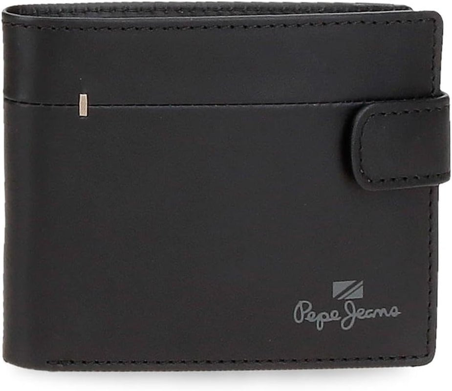 Pepe Jeans Portafogli e portamonete in pelle di vacchetta Staple, Nero, Marrone, Blu scuro, varie dimensioni Naty Shop Portafoglio da uomo Portafoglio verticale nero