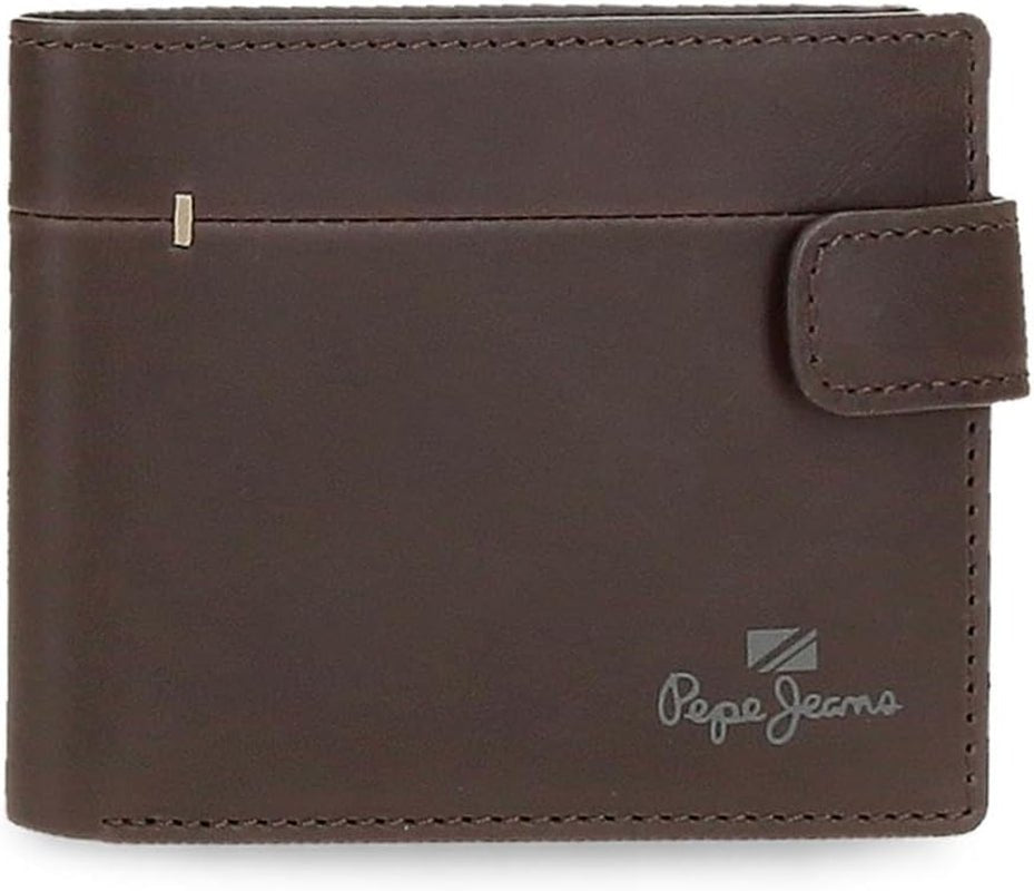 Pepe Jeans Portafogli e portamonete in pelle di vacchetta Staple, Nero, Marrone, Blu navy, Portafoglio da uomo di varie dimensioni Naty Shop Portafoglio verticale marrone