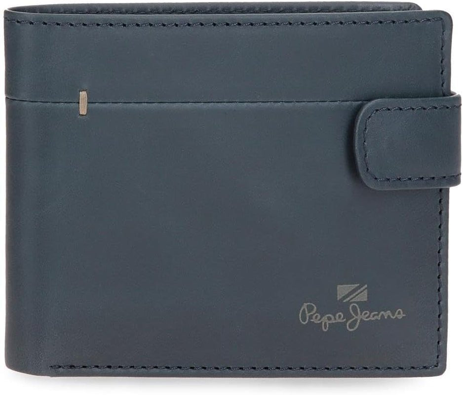 Pepe Jeans Portafogli e portamonete in pelle di vacchetta Staple, Nero, Marrone, Blu navy, Portafoglio da uomo di varie dimensioni Naty Shop Portafoglio verticale blu scuro
