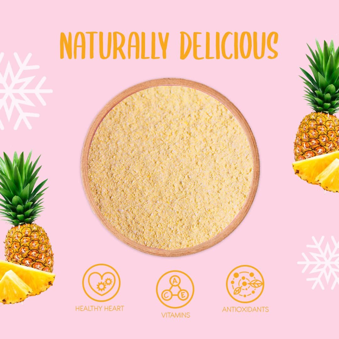Ananas liofilizzato in polvere 100g - Frutta liofilizzata in polvere - Ananas liofilizzato in polvere per frullati, yogurt e prodotti da forno - Ananas in polvere 100% naturale senza additivi Prodotti disidratati Naty Shop