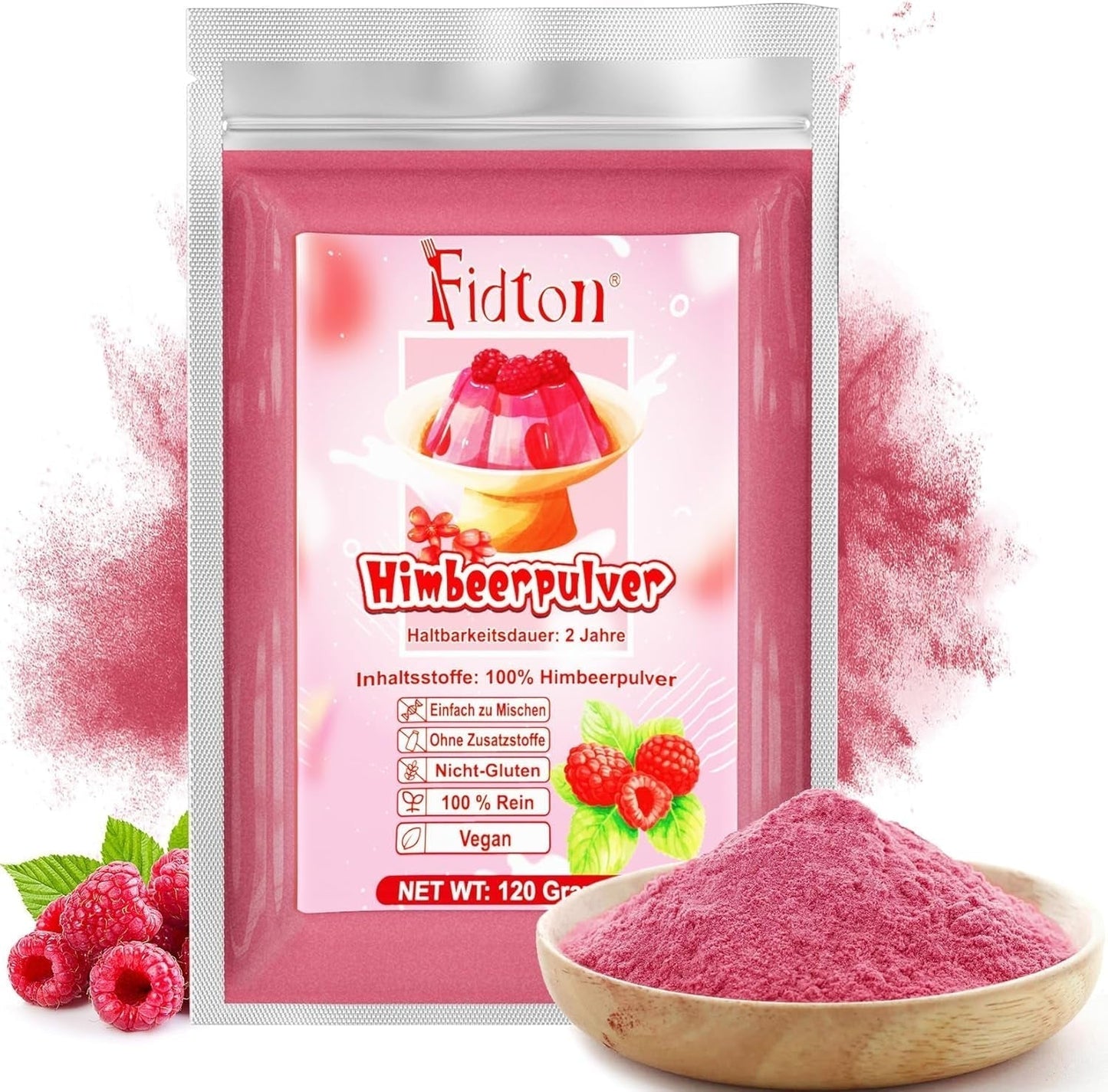 Fragole in polvere 120g - Fragole 100% naturali liofilizzate, senza additivi Facile da miscelare Fragole liofilizzate nutrienti per gelati, torte, frullati, bevande, aromi in polvere Prodotti disidratati Naty Shop 120G Lampone