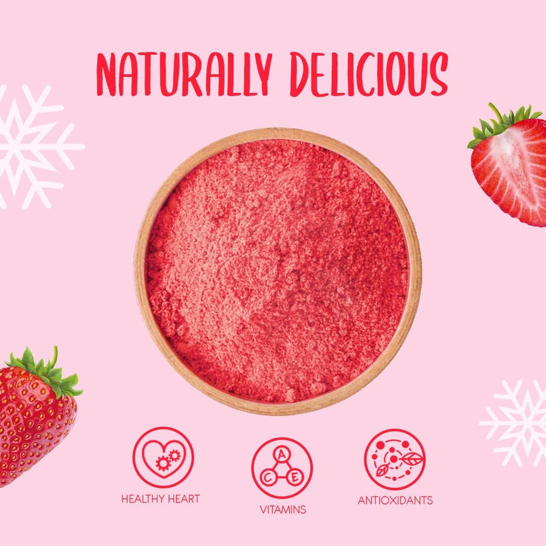 Fragola in polvere liofilizzata 250g - Frutta in polvere liofilizzata - Fragola in polvere liofilizzata per dolci, frullati e muesli - Fragola in polvere 100% naturale senza additivi Prodotti disidratati Naty Shop