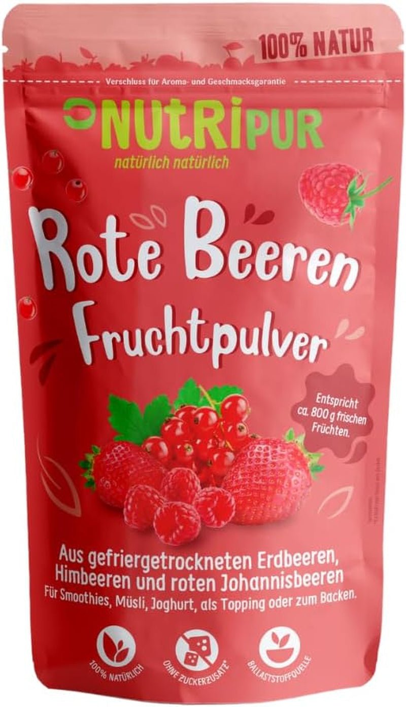 Frutta rossa in polvere: 100g di lamponi, ribes rosso e fragole liofilizzate - frutta secca senza zuccheri aggiunti, senza inchiostro - smoothie bowl, smoothie in polvere - topping NutriPur Prodotti disidratati Naty Shop Default title