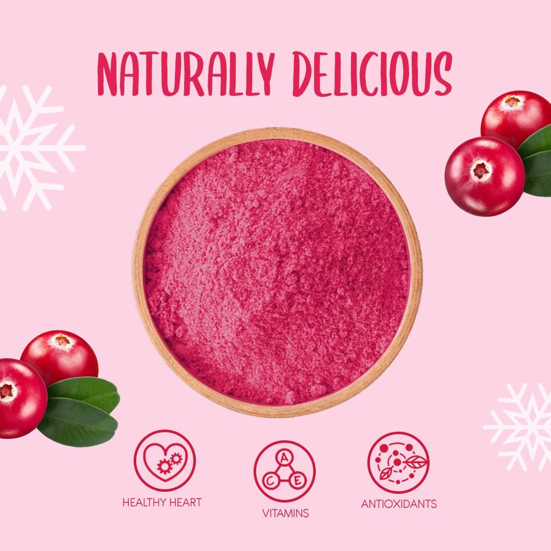 Mirtillo rosso liofilizzato in polvere 250g - Frutta in polvere liofilizzata - Mirtillo rosso liofilizzato in polvere per dolci, frullati e muesli - Mirtillo rosso in polvere 100% naturale senza additivi Prodotti disidratati Naty Shop