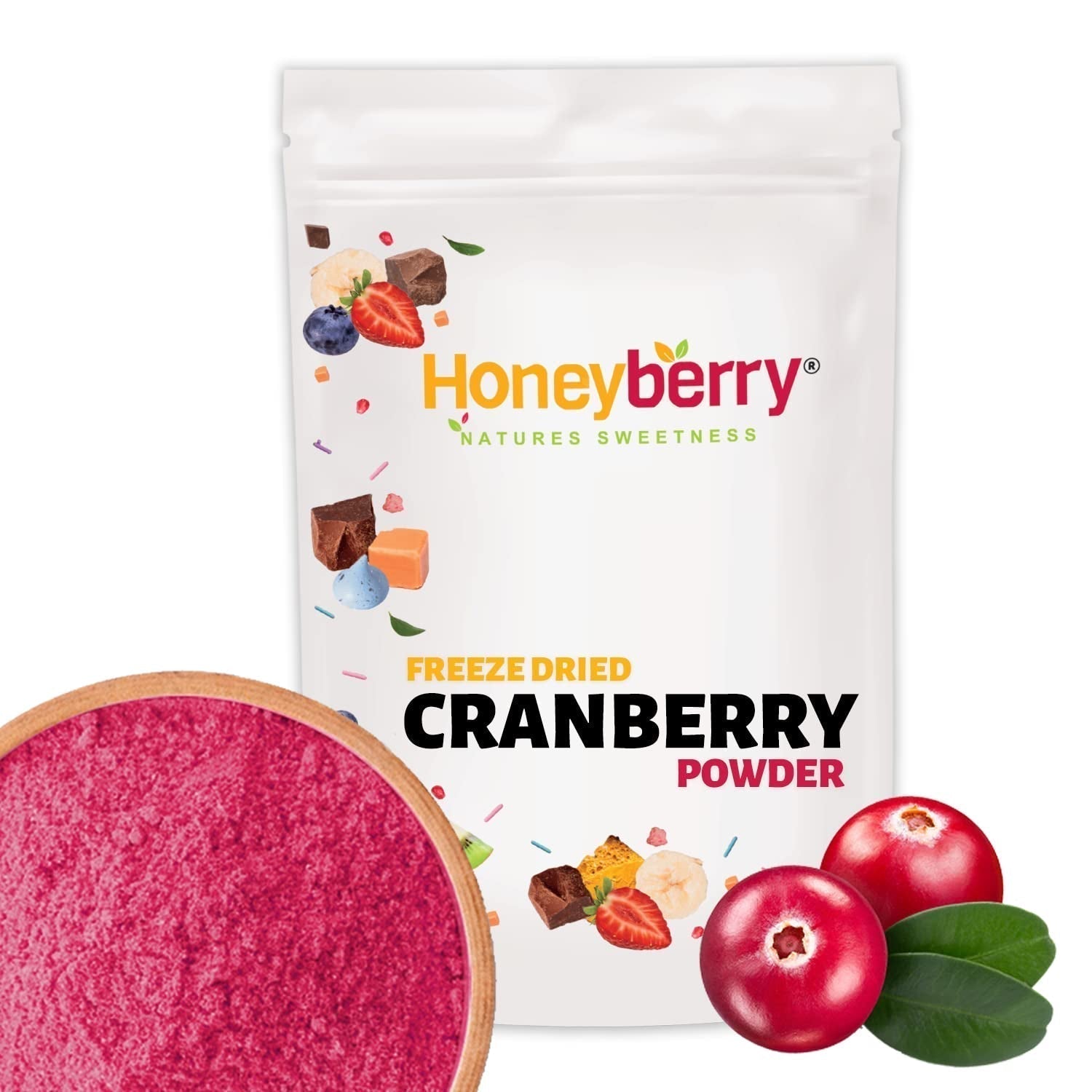 Mirtillo rosso liofilizzato in polvere 250g - Frutta in polvere liofilizzata - Mirtillo rosso liofilizzato in polvere per dolci, frullati e muesli - Mirtillo rosso in polvere 100% naturale senza additivi Prodotti disidratati Naty Shop 250G