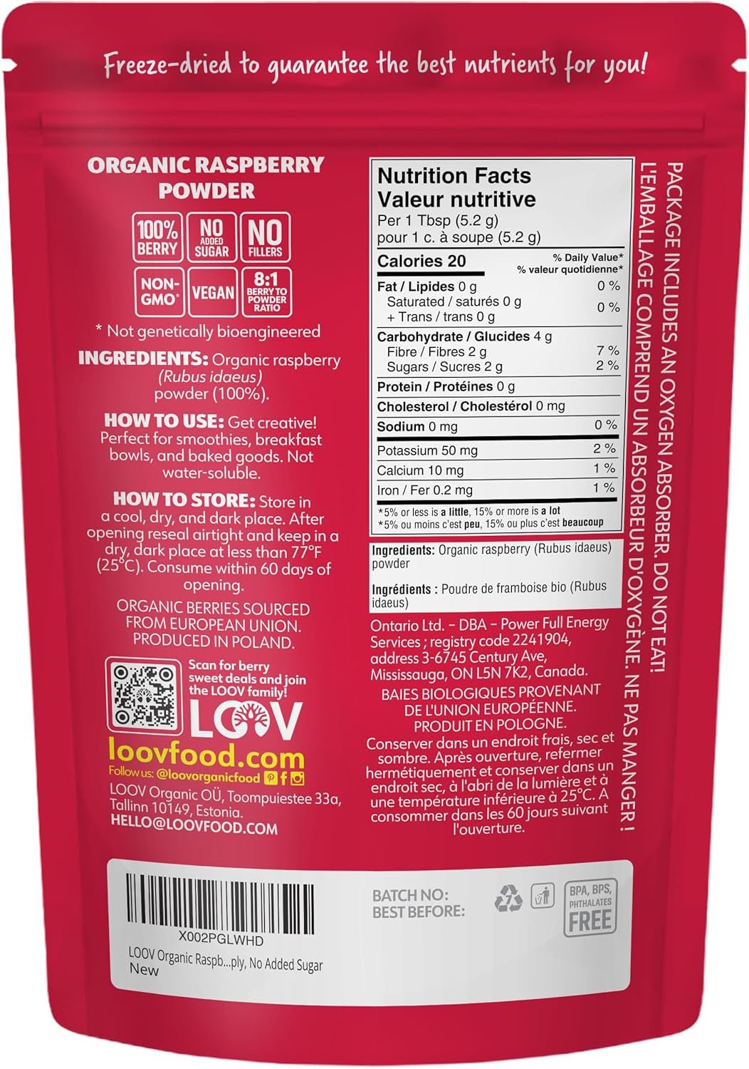 Polvere Di Lamponi Biologici 100% Lamponi Interi In Polvere Di Lamponi Liofilizzati 171g Dall'Europa Fornitura 24 Giorni Senza Zuccheri Aggiunti Naty Shop Prodotti Disidratati