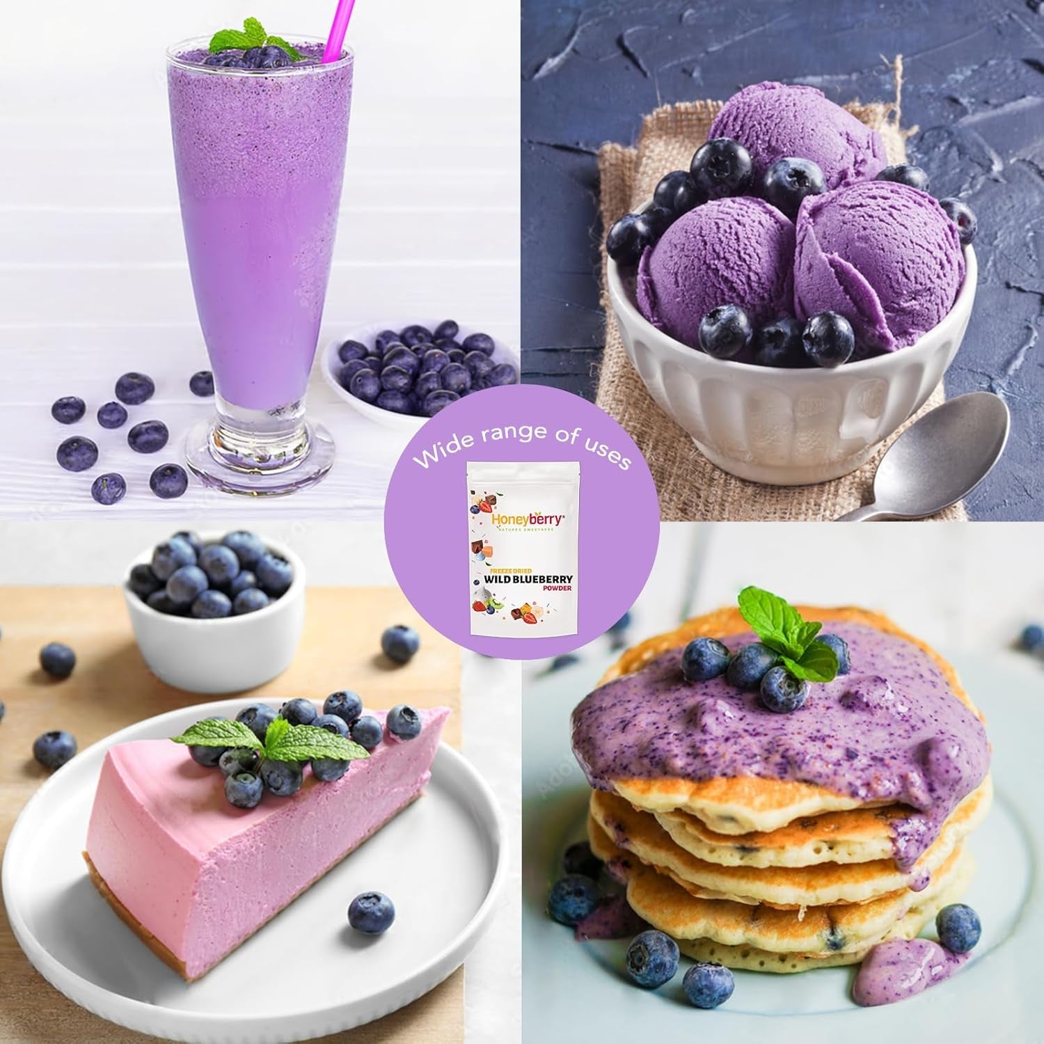 Mirtillo selvatico liofilizzato in polvere 100g - Polvere di frutta liofilizzata - Polvere di mirtillo liofilizzato per dolci, frullati e muesli - Polvere di mirtillo naturale senza additivi Prodotti disidratati Il mio negozio
