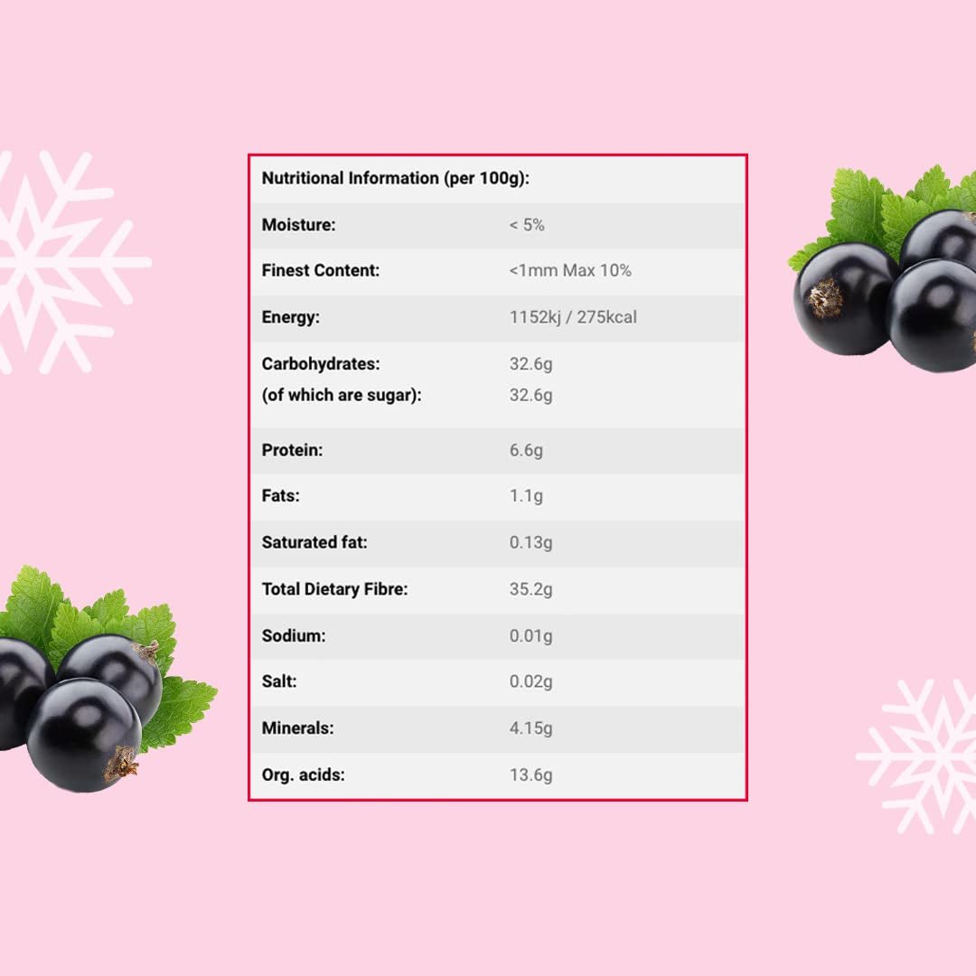 Polvere di ribes nero liofilizzato 100g - Polvere di frutta liofilizzata - Polvere di ribes nero per frullati e dolci - Polvere di ribes nero naturale senza additivi Prodotti disidratati Naty Shop
