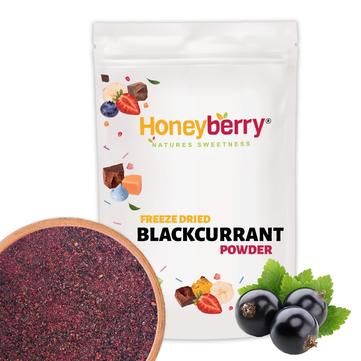 Polvere di ribes nero liofilizzato 100g - Polvere di frutta liofilizzata - Polvere di ribes nero per frullati e dolci - Polvere di ribes nero naturale senza additivi Prodotti disidratati Naty Shop 100G