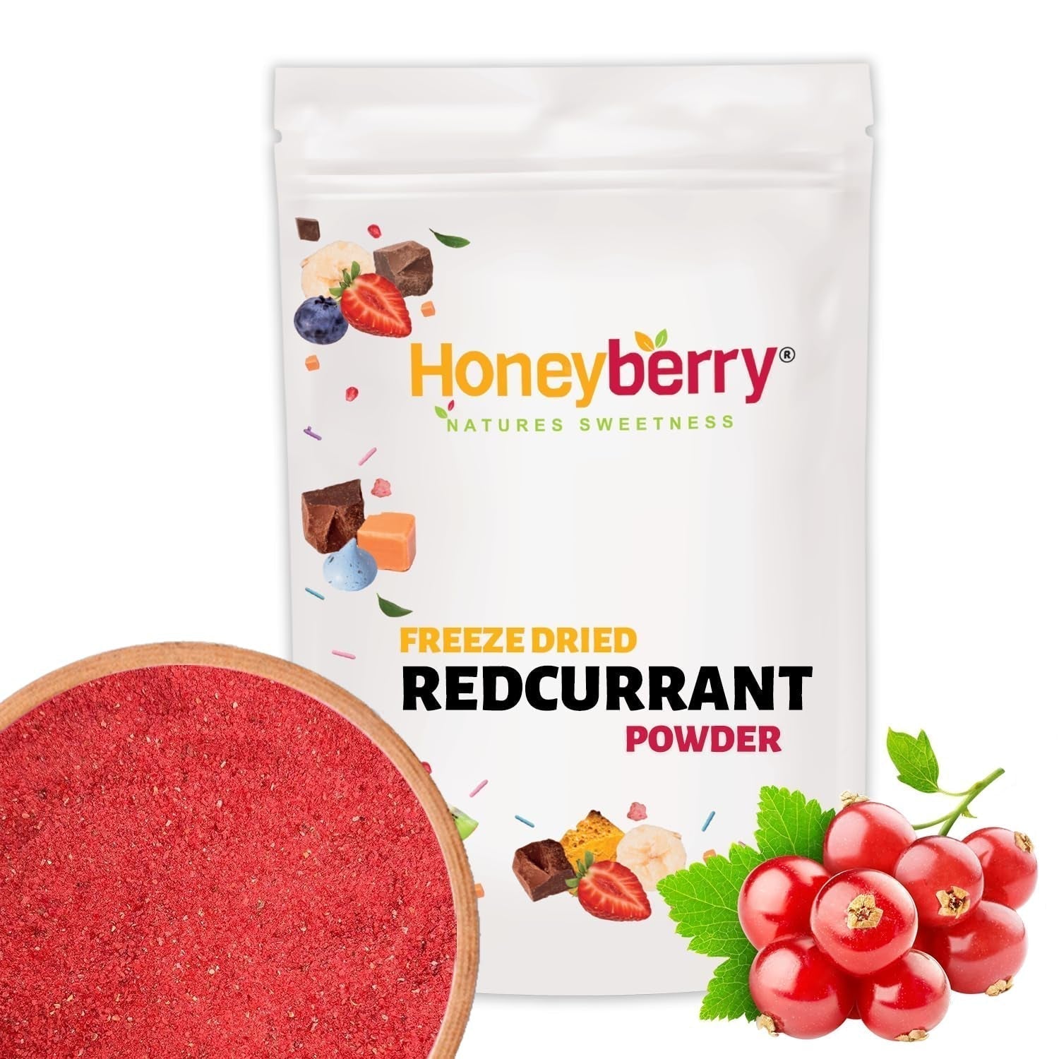 Polvere di ribes rosso liofilizzato 100g - Polvere di frutta liofilizzata - Polvere di ribes rosso per frullati e dolci - Polvere di bacche naturali senza additivi Prodotti disidratati Naty Shop 100G