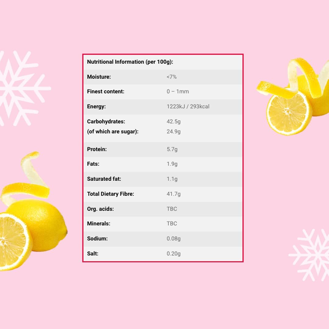 Polvere di scorza di limone liofilizzata 100g - Polvere di frutta liofilizzata - Polvere di limone liofilizzata per dolci, frullati e tè - Polvere di limone 100% naturale senza additivi Prodotti disidratati Naty Shop