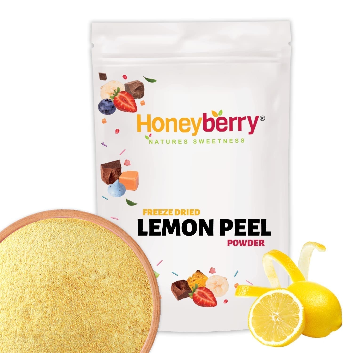 Polvere di scorza di limone liofilizzata 100g - Polvere di frutta liofilizzata - Polvere di limone liofilizzata per dolci, frullati e tè - Polvere di limone 100% naturale senza additivi Prodotti disidratati Naty Shop 100G