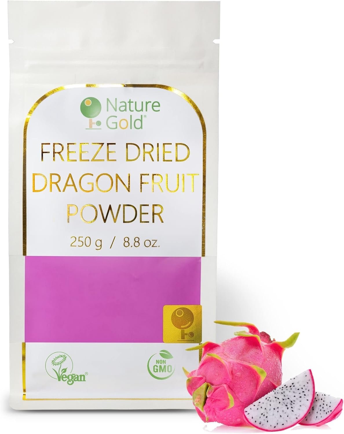 Polvere di frutto del drago liofilizzato | 250g 100% naturale e vegano | non OGM | senza zucchero e senza additivi ~*~ Prodotti disidratati Naty Shop Titolo predefinito