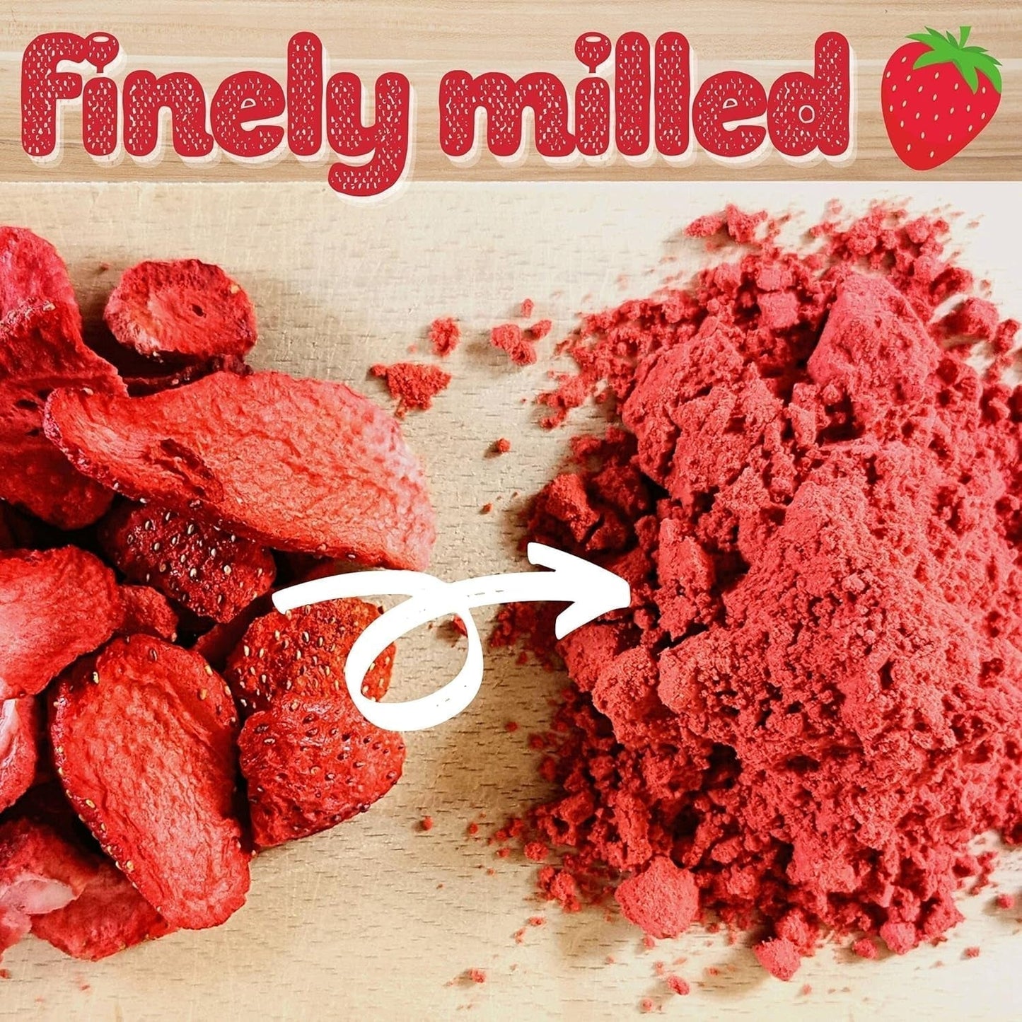 Polvere di fragole in polvere di frutta liofilizzata | Polvere di fragole liofilizzate Polvere di fragole | Frullato di fragole in polvere Budino di fragole Frutta secca (100g) Prodotti disidratati Naty Shop