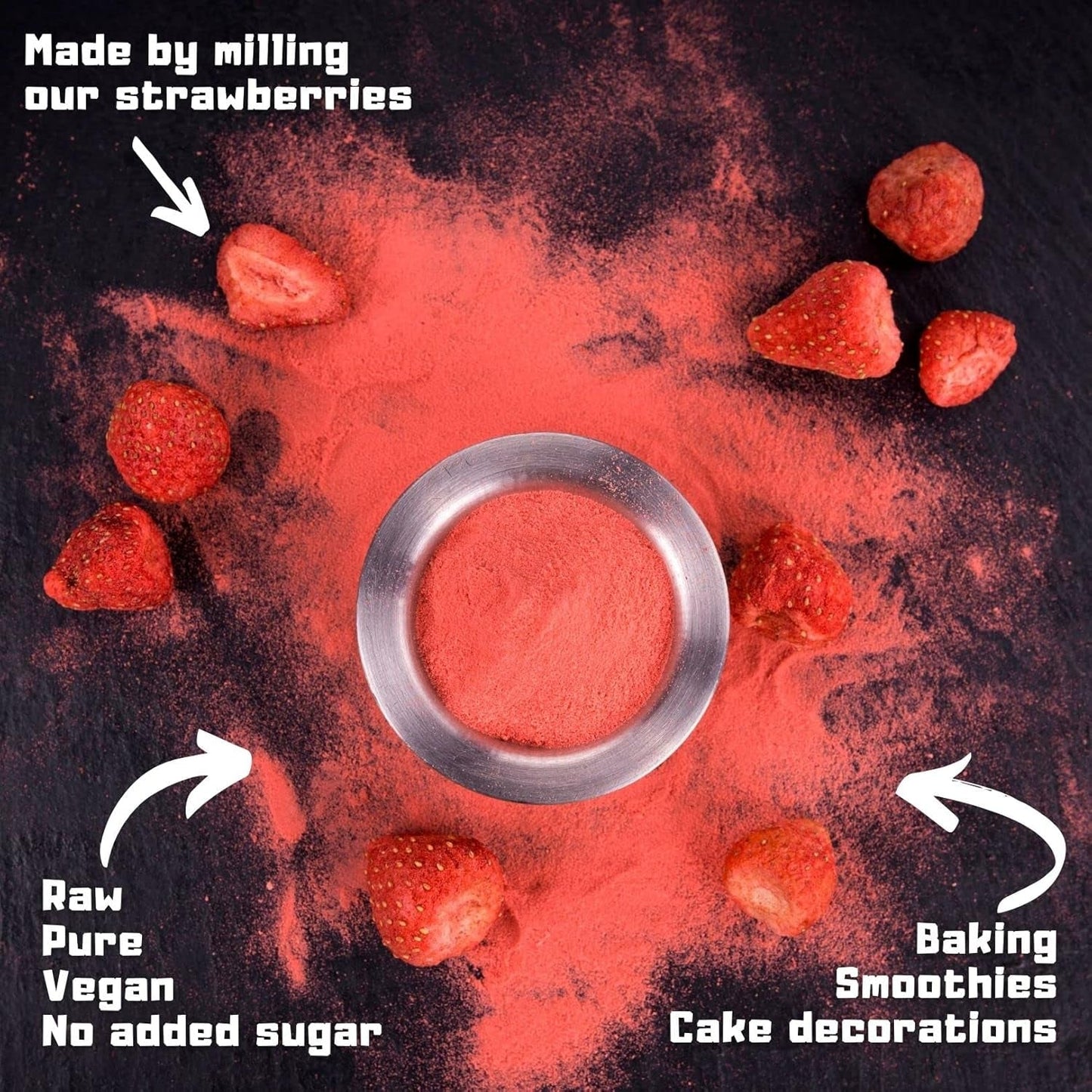 Polvere di fragole in polvere di frutta liofilizzata | Polvere di fragole liofilizzate Polvere di fragole | Frullato di fragole in polvere Budino di fragole Frutta secca (100g) Prodotti disidratati Naty Shop