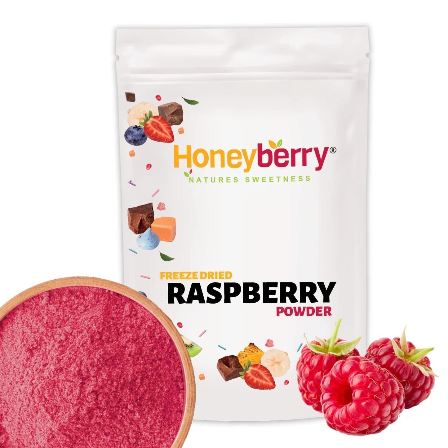 Polvere di lamponi liofilizzati 100g - Polvere di frutta liofilizzata - Polvere di lamponi liofilizzati per dolci, frullati e muesli - Polvere di lamponi 100% naturale senza additivi Prodotti disidratati Naty Shop 100G
