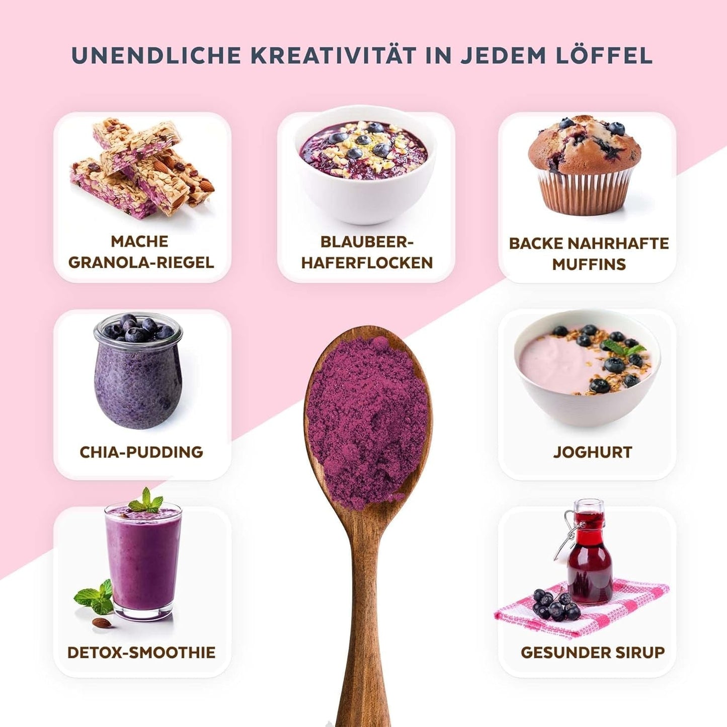 Polvere di mirtilli selvatici biologici, mirtilli interi liofilizzati, qualità alimentare cruda al 100%, ricco di antiossidanti e vitamina C, senza zuccheri aggiunti, raccolti nel Nord Europa Prodotti secchi Naty Shop