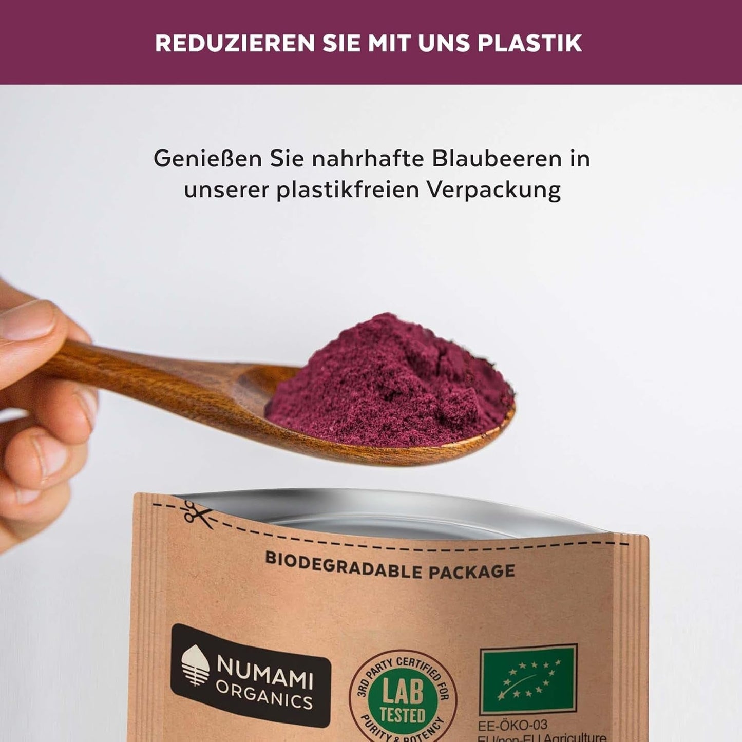 Polvere di mirtilli selvatici biologici, mirtilli interi liofilizzati, qualità alimentare cruda al 100%, ricco di antiossidanti e vitamina C, senza zuccheri aggiunti, raccolti nel Nord Europa Prodotti secchi Naty Shop