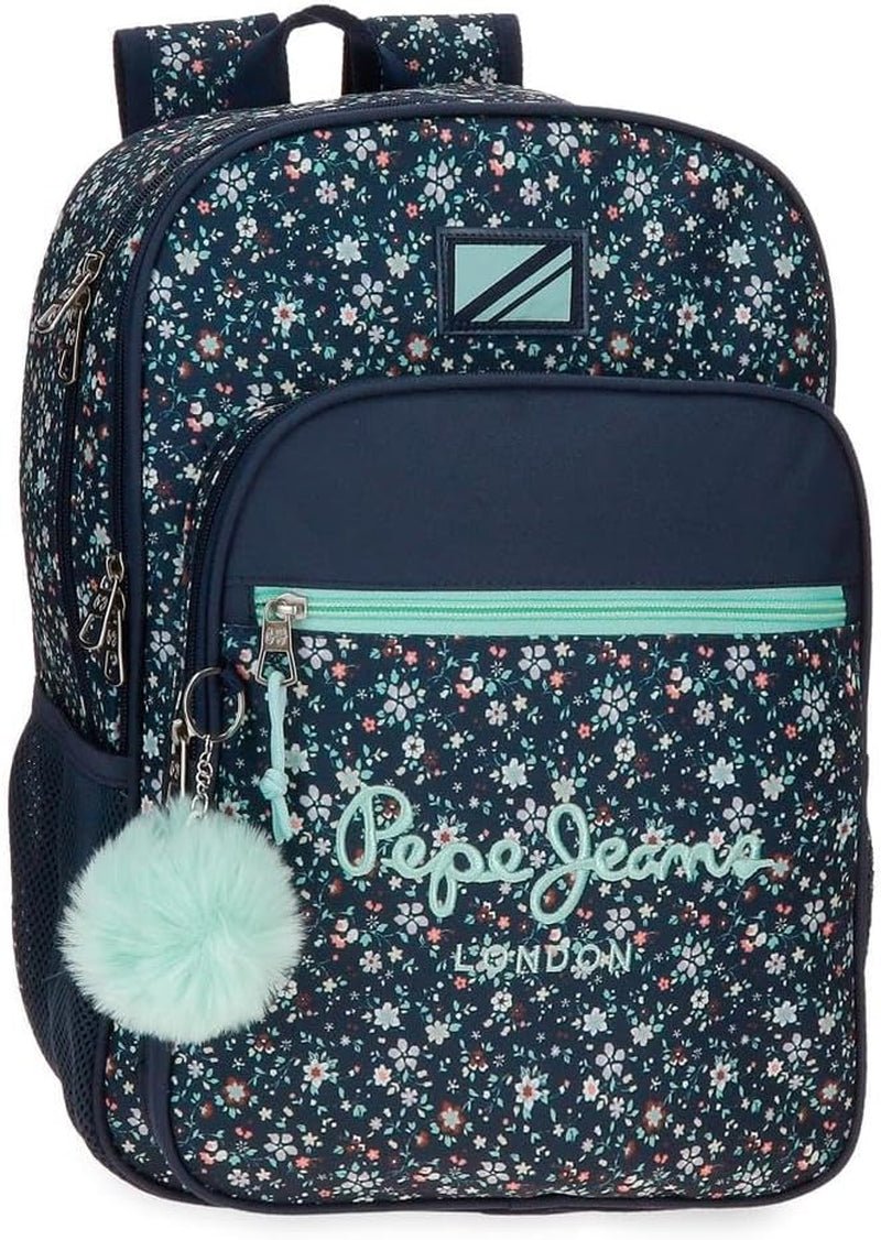 Pepe Jeans Alenka Zaino Scuola con Trolley, Blu, 30 x 40 x 12 cm, Poliestere, 14,4 L, Blu, Zaino Scuola con Trolley Zaini e cartelle Premium Naty Shop Anpassbarer Rucksack