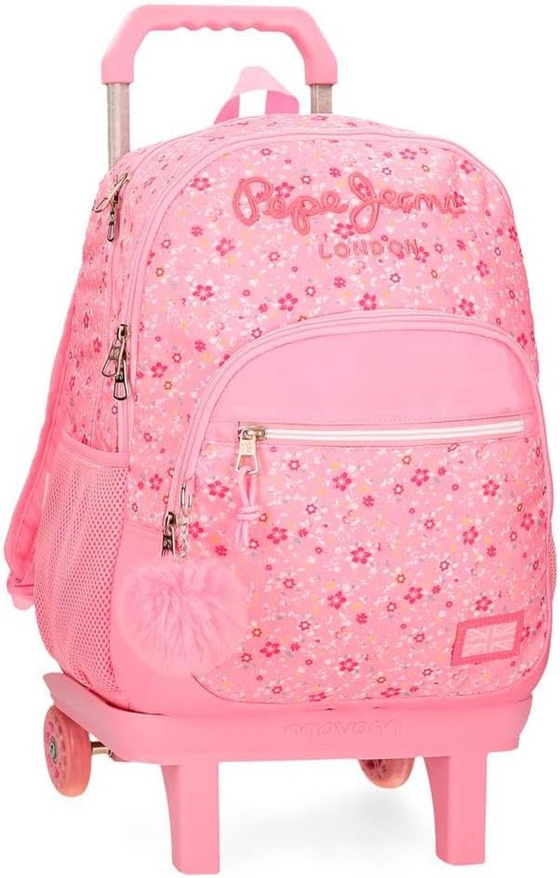 Pepe Jeans Zaino scolastico con trolley Alenka, blu, 30 x 40 x 12 cm, poliestere, 14,4 l, blu, zaino scolastico con trolley Zaini e cartelle premium Naty Shop Rucksack Mit Doppelfach Und Trolley