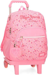 Pepe Jeans Zaino scolastico con trolley Alenka, blu, 30 x 40 x 12 cm, poliestere, 14,4 l, blu, zaino scolastico con trolley Zaini e cartelle premium Naty Shop Rucksack Mit Doppelfach Und Trolley