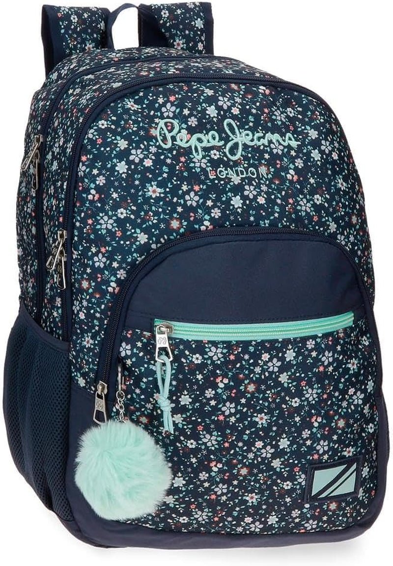 Pepe Jeans Zaino scolastico con trolley Alenka, blu, 30 x 40 x 12 cm, poliestere, 14,4 l, blu, zaino scolastico con trolley Zaini e cartelle premium Naty Shop Zaino Pepe Jeans