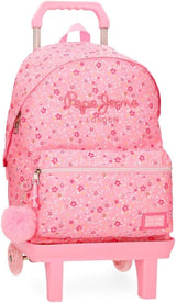 Pepe Jeans Zaino scolastico con trolley Alenka, blu, 30 x 40 x 12 cm, poliestere, 14,4 l, blu, zaino scolastico con trolley Zaini e cartelle premium Naty Shop Zaino 46 + Trolley