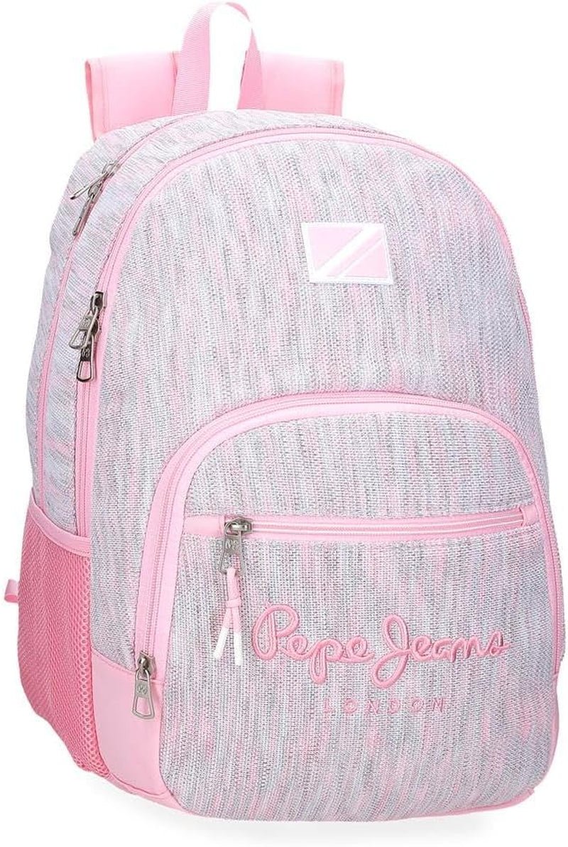 Zaino scolastico Pepe Jeans Miri, rosa, 31 x 44 x 17,5 cm, poliestere, 22,79 l, rosa, zaino scolastico Zaini e cartelle premium Naty Shop Doppelter Rucksack