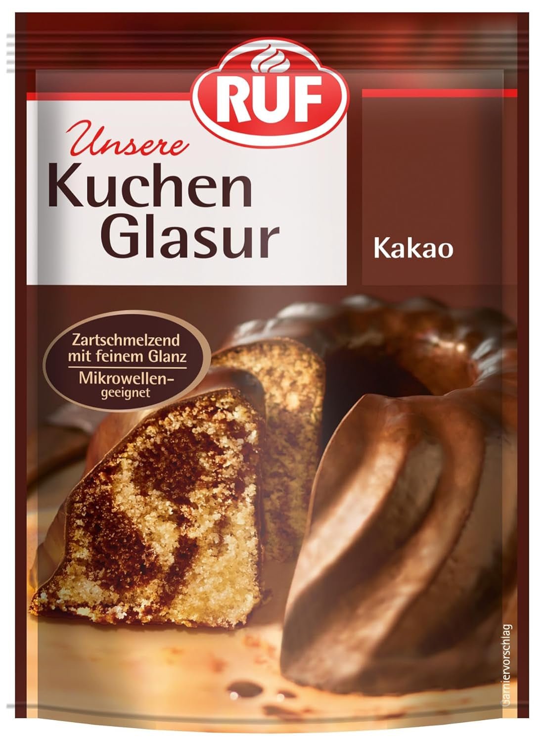 RUF Cake Glaze Vaniglia Bourbon, busta da 100g, adatta al microonde, per glassare e decorare biscotti, muffin e torte, senza glutine Naty Shop Pasta di zucchero al cacao