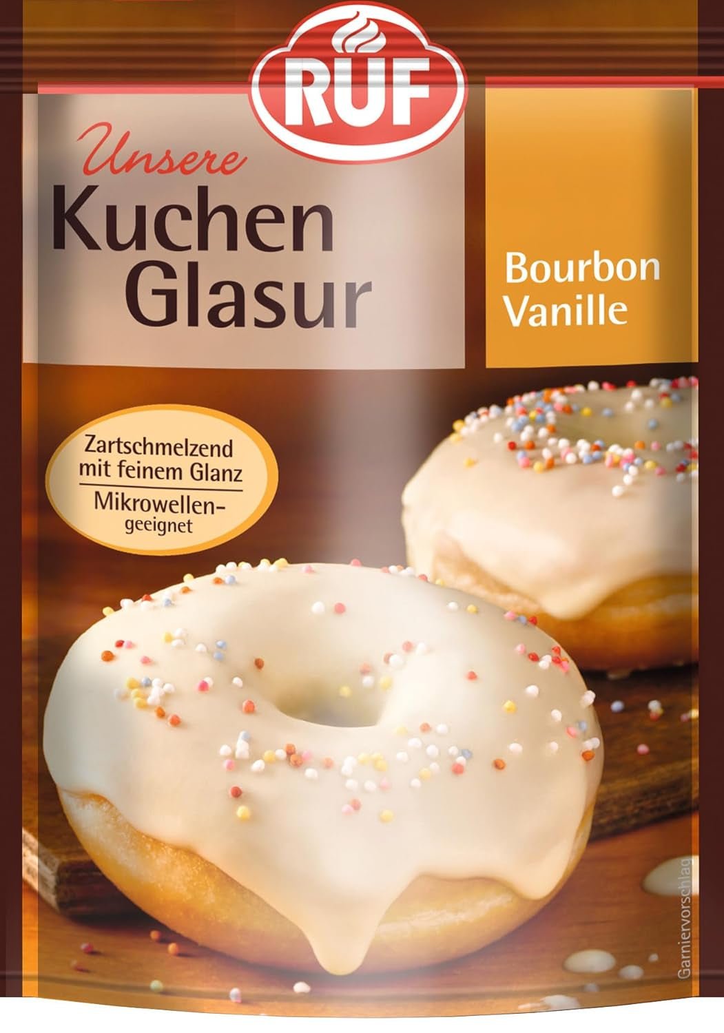 RUF Cake Glaze Vaniglia Bourbon, busta da 100g, resistente al microonde, per glassare e decorare biscotti, muffin e torte, senza glutine Naty Shop Pasta di zucchero alla vaniglia