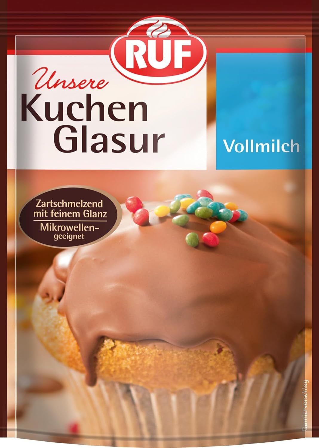 RUF Cake Glaze Vaniglia Bourbon, busta da 100g, adatta al microonde, per glassare e decorare biscotti, muffin e torte, pasta di zucchero senza glutine Naty Shop Latte intero