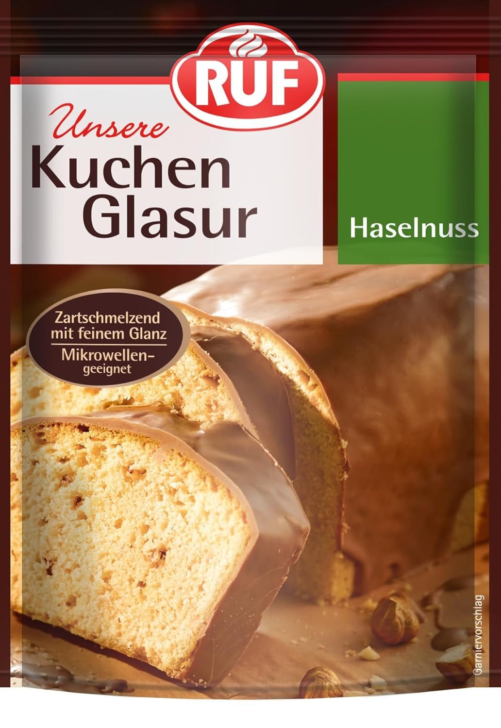 RUF Cake Glaze Vaniglia Bourbon, busta da 100g, adatta al microonde, per glassare e decorare biscotti, muffin e torte, Pasta di Zucchero senza glutine Naty Shop Nocciola