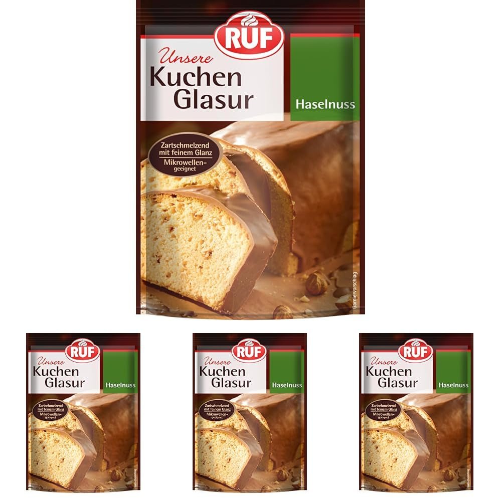 RUF Cake Glaze Nocciola, busta da 100g, adatta al microonde, per glassare torte con nocciole, praline e nigrés, senza glutine (confezione da 4) Pasta di zucchero Naty Shop Default Title