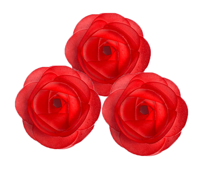 VafaDelici Set di 3 Decorazioni Commestibili in Waffle Rose Rosse - Aspetto Artistico per Torte