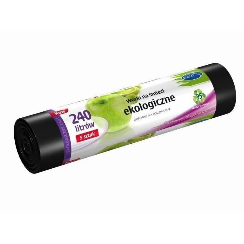 Sacchetti per pulizia spessi 240 l, Stella, 5 pezzi, Ecologici, LDPE Nero Nati Shop
