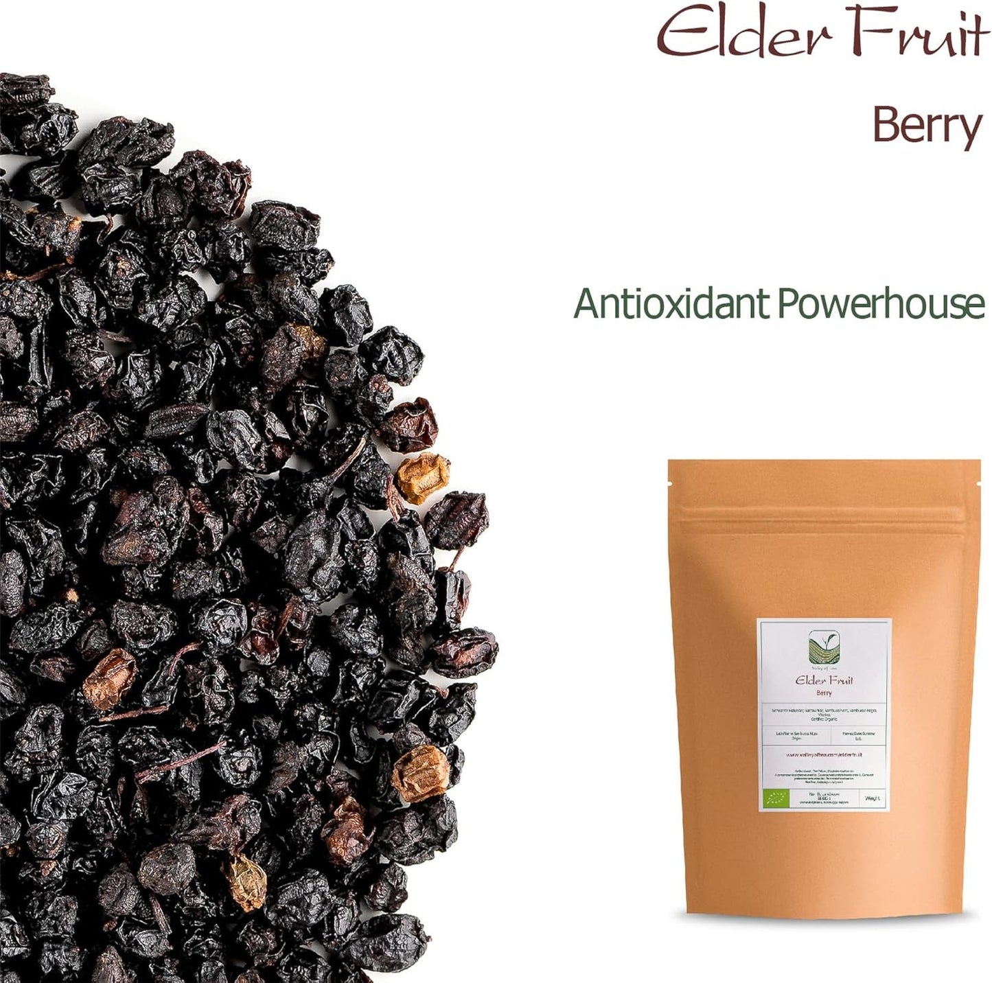 Sambuco nero biologico - bacche intere di sambuco - sambuco Prodotti disidratati Naty Shop