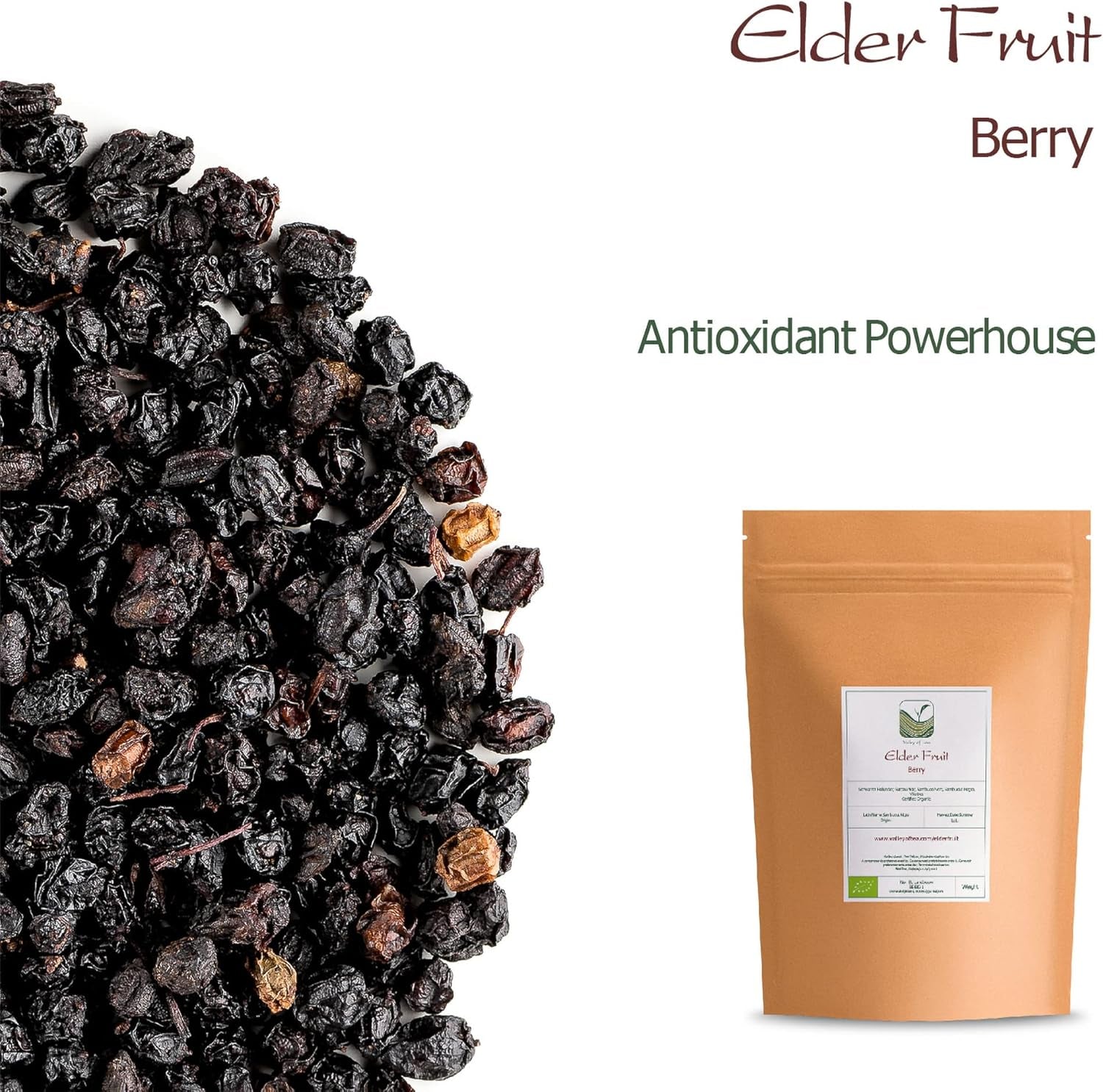 Sambuco nero biologico - bacche intere di sambuco - sambuco Prodotti disidratati Naty Shop