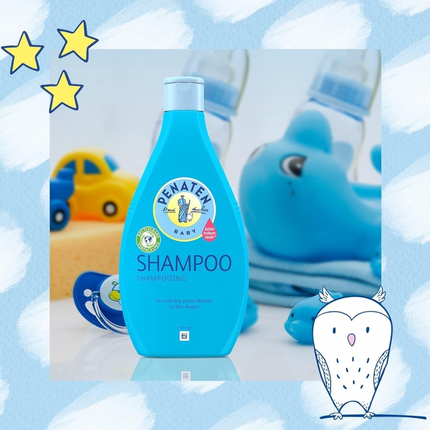 PENATEN shampoo (400 ml), shampoo particolarmente delicato per neonati, per capelli morbidi e facili da pettinare, delicato come l'acqua pura per gli occhi, in confezione riciclabile (confezione da 2) Bambini - Bagno e Cura della Pelle Naty Shop