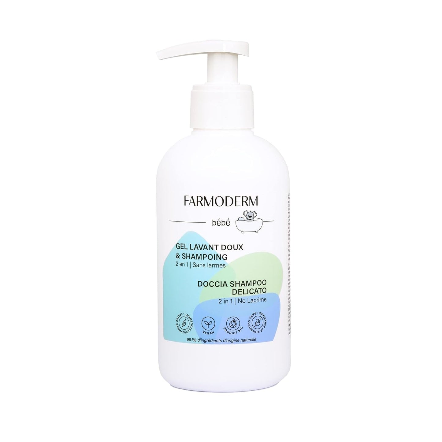 Shampoo e gel detergente 2 in 1 Daily Gentle Baby Shampoo & Gel Detergente - vegano e biologico - con il 98% di ingredienti naturali - Shampoo senza lacrime per bambini e neonati - 300 ml Bambini - Bagno e Cura della Pelle Naty Shop Titolo predefinito