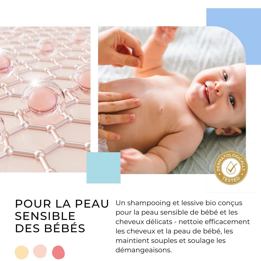 Shampoo e gel detergente 2 in 1 Daily Gentle Baby Shampoo & Gel Detergente - vegano e biologico - con il 98% di ingredienti naturali - Shampoo senza lacrime per bambini e neonati - 300 ml Bambini - Bagno e Cura della Pelle Naty Shop