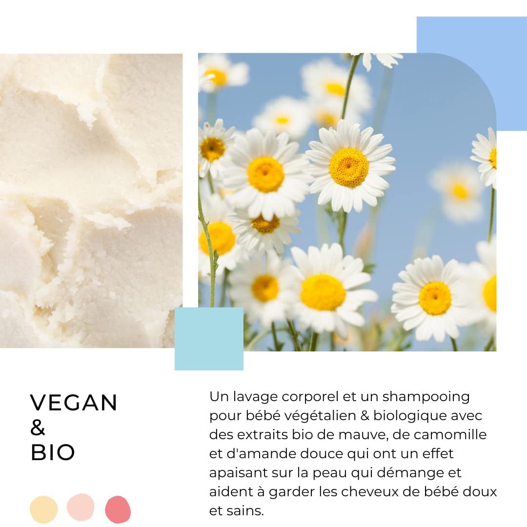 Shampoo e gel detergente 2 in 1 Daily Gentle Baby Shampoo & Gel Detergente - vegano e biologico - con il 98% di ingredienti naturali - Shampoo senza lacrime per bambini e neonati - 300 ml Bambini - Bagno e Cura della Pelle Naty Shop