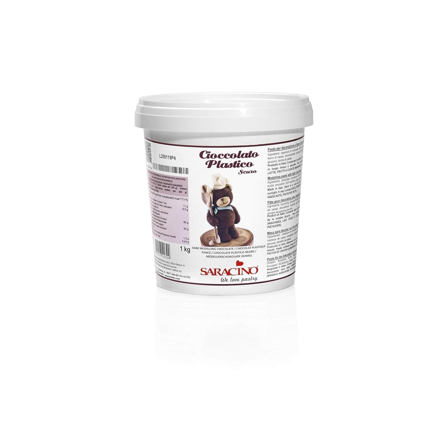 Saracino Cioccolato bianco da modellare Per decorazione e modellare 1 Kg Made In Italy Pasta di zucchero Naty Shop Marrone