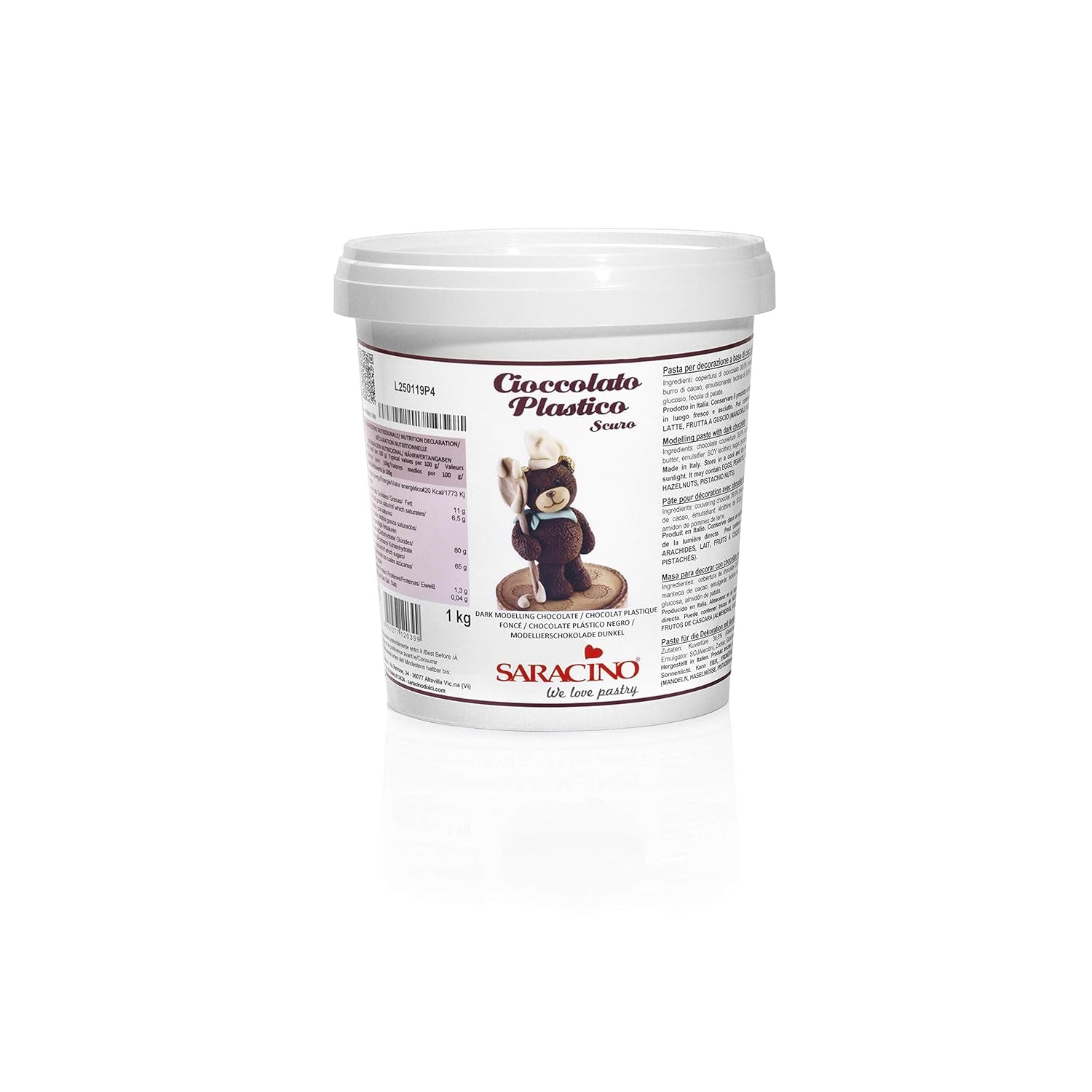 Saracino Cioccolato bianco da modellare Per decorazione e modellare 1 Kg Made In Italy Pasta di zucchero Naty Shop Marrone