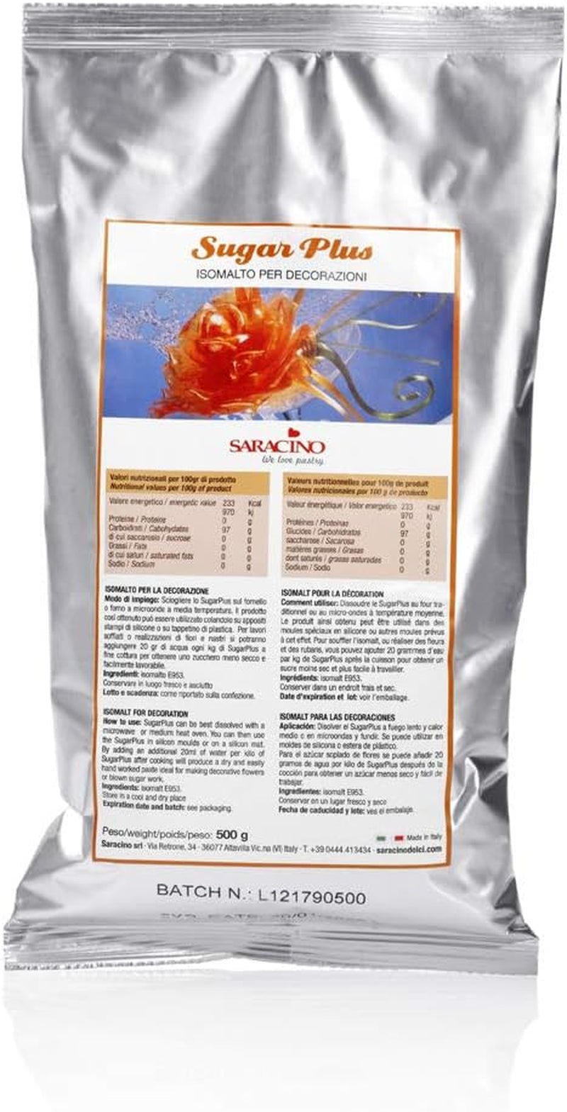 Saracino Sugarplus - Isomalto per decorazioni di zucchero rigide 0,5 Kg Made In Italy Pasta di zucchero Naty Shop Default Title